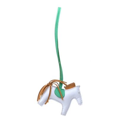 Hermes Milo Lambskin Grigri Rodeo Horse Bag Charm PM Bleu Brume Sesame Menthe 1 of 5