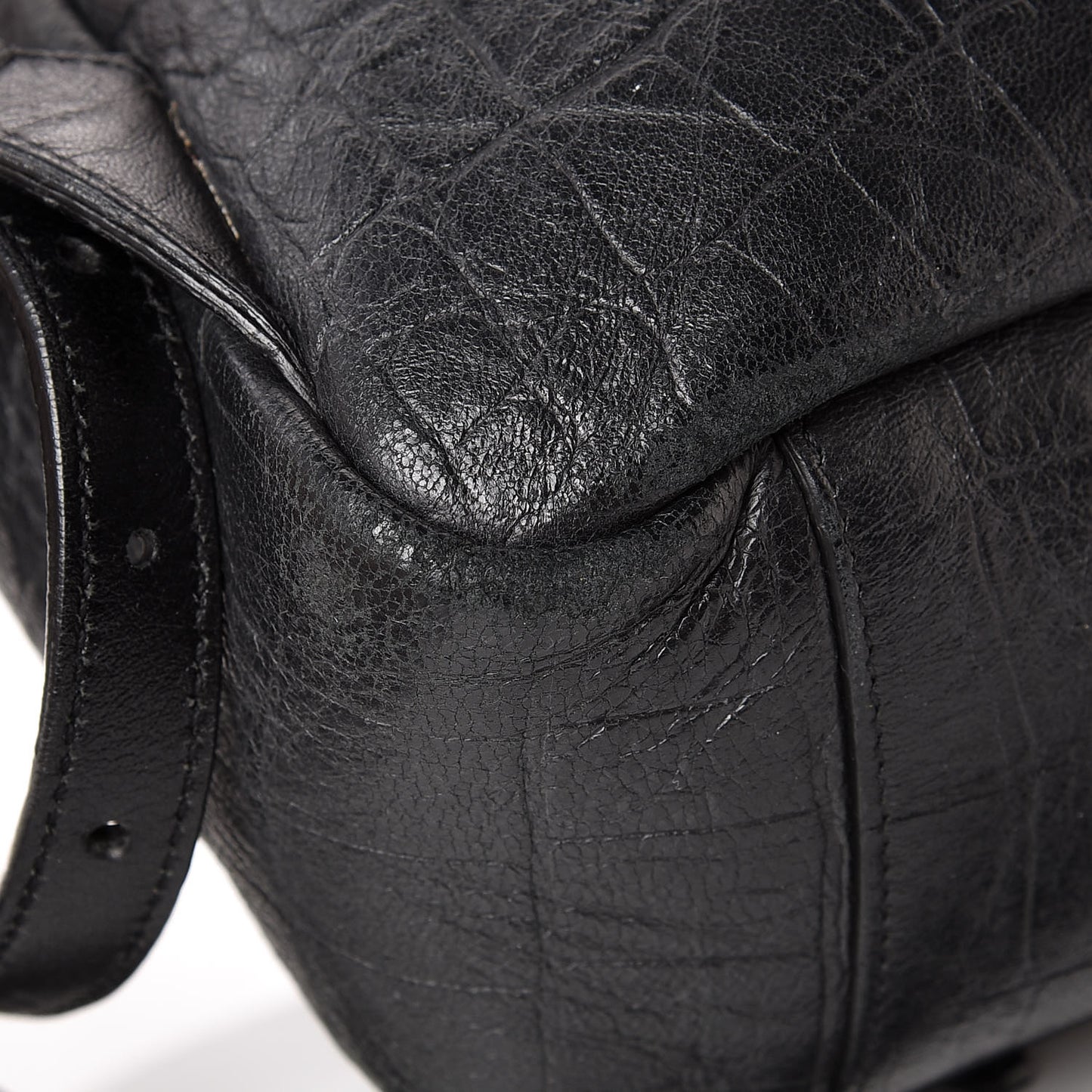 Crocodile Embossed Lambskin Festival Backpack Black