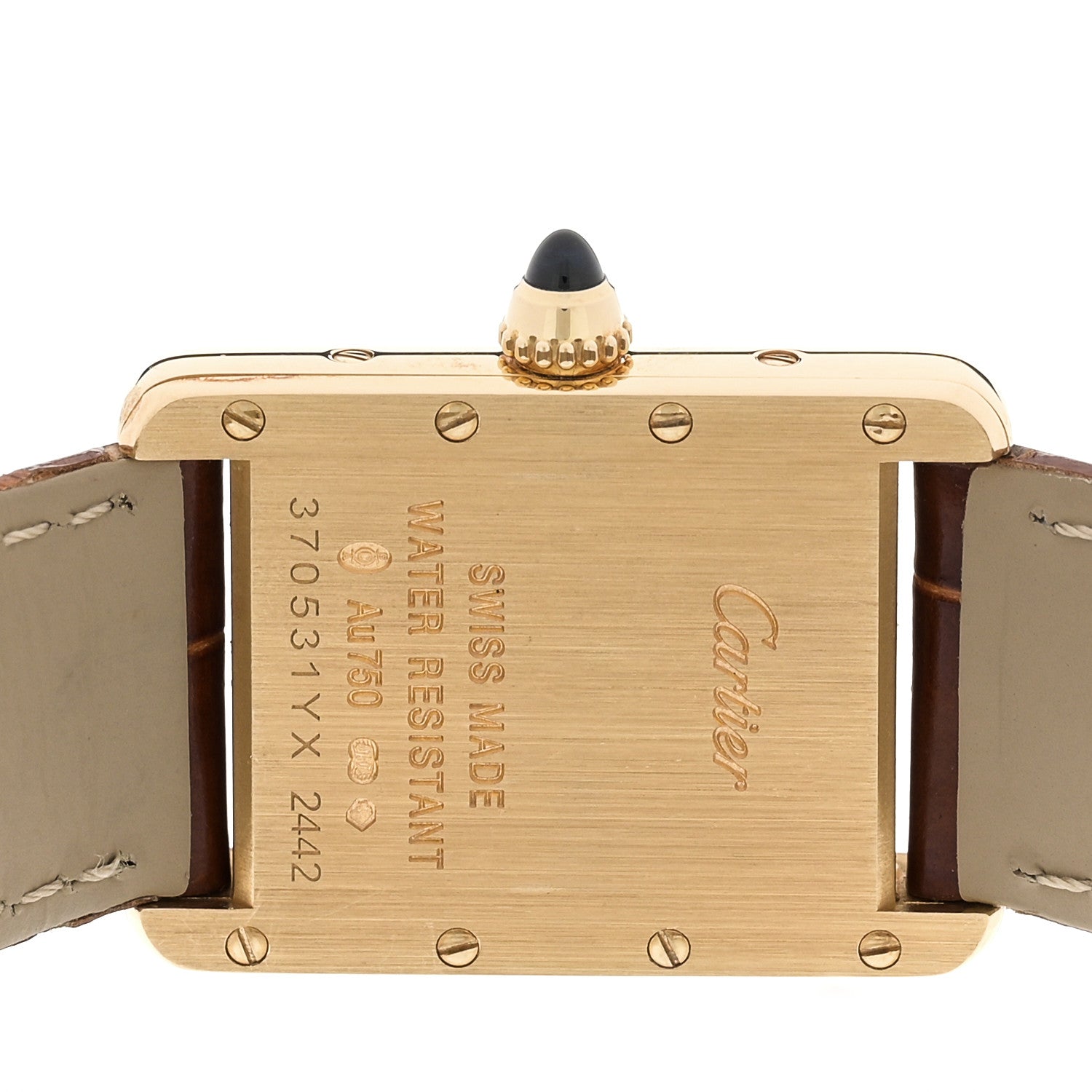 Cartier 18K Yellow Gold Alligator 22mm Tank Louis Quartz Watch Brown 4 of 4