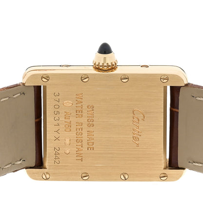 Cartier 18K Yellow Gold Alligator 22mm Tank Louis Quartz Watch Brown 4 of 4