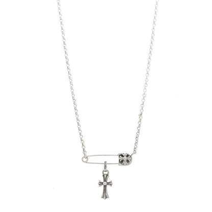 Chrome Hearts Sterling Silver Safety Pin Baby Fat Cross Pendant Necklace 1 of 6