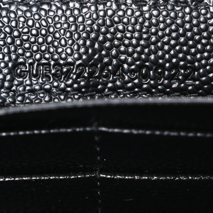 Saint Laurent Grain De Poudre Matelasse Chevron Monogram Flap Wallet Black 7 of 7