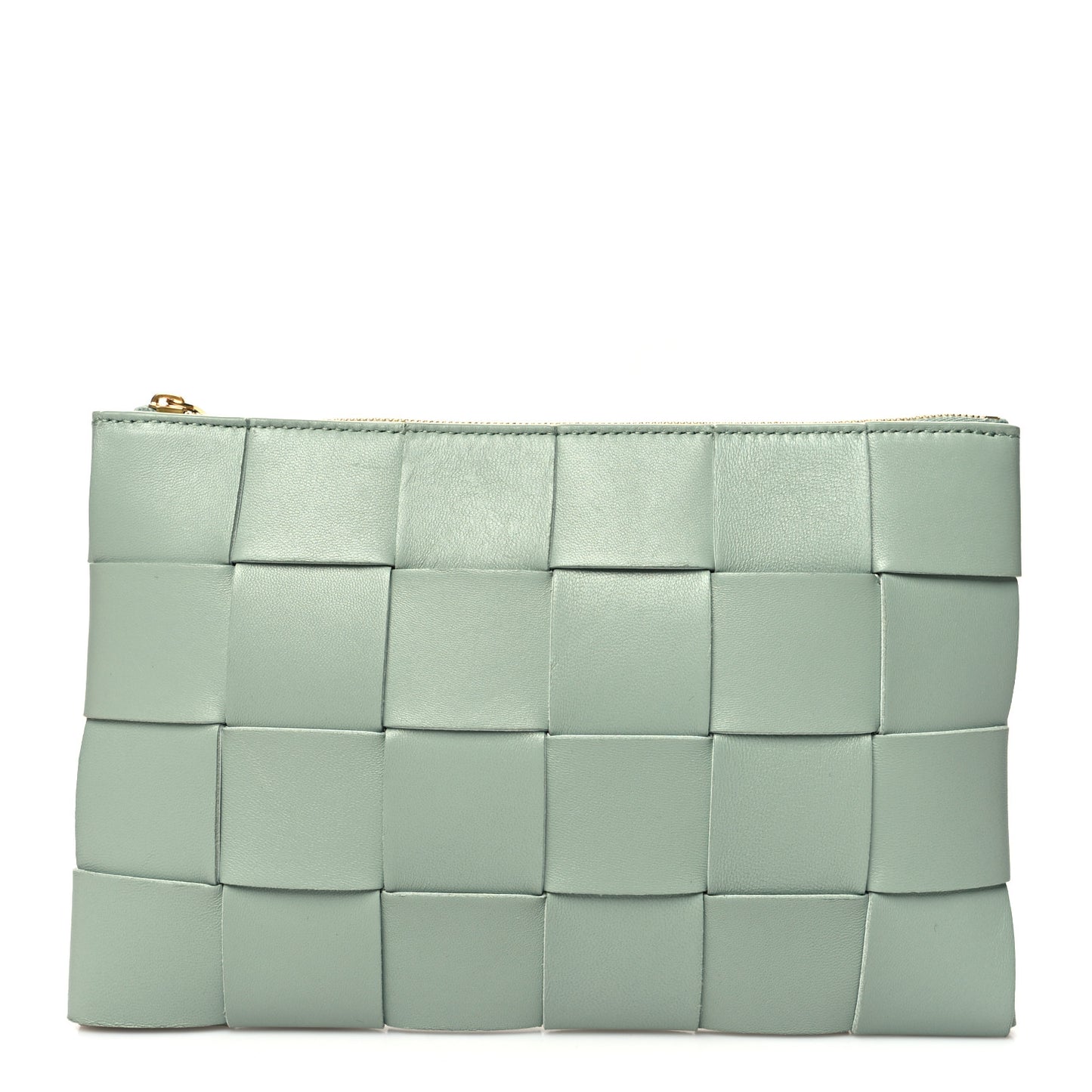 Nappa Maxi Intrecciato Small Cassette Flat Zip Pouch New Sauge