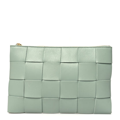Bottega Veneta Nappa Maxi Intrecciato Small Cassette Flat Zip Pouch New Sauge 1 of 7