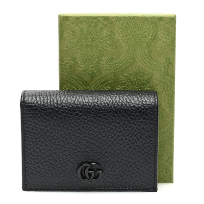 Gucci Dollar Calfskin Enamel Monochrome GG Marmont Card Case Black 7 of 7