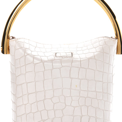 Stella McCartney Embossed Crocodile Effect Bucket Bag Ivory 7 of 12