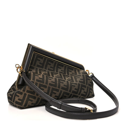 Fendi Shiny Nappa Fabric Jacquard FF 1974 Midi Fendi Tobacco Moro Ebano 3 of 10