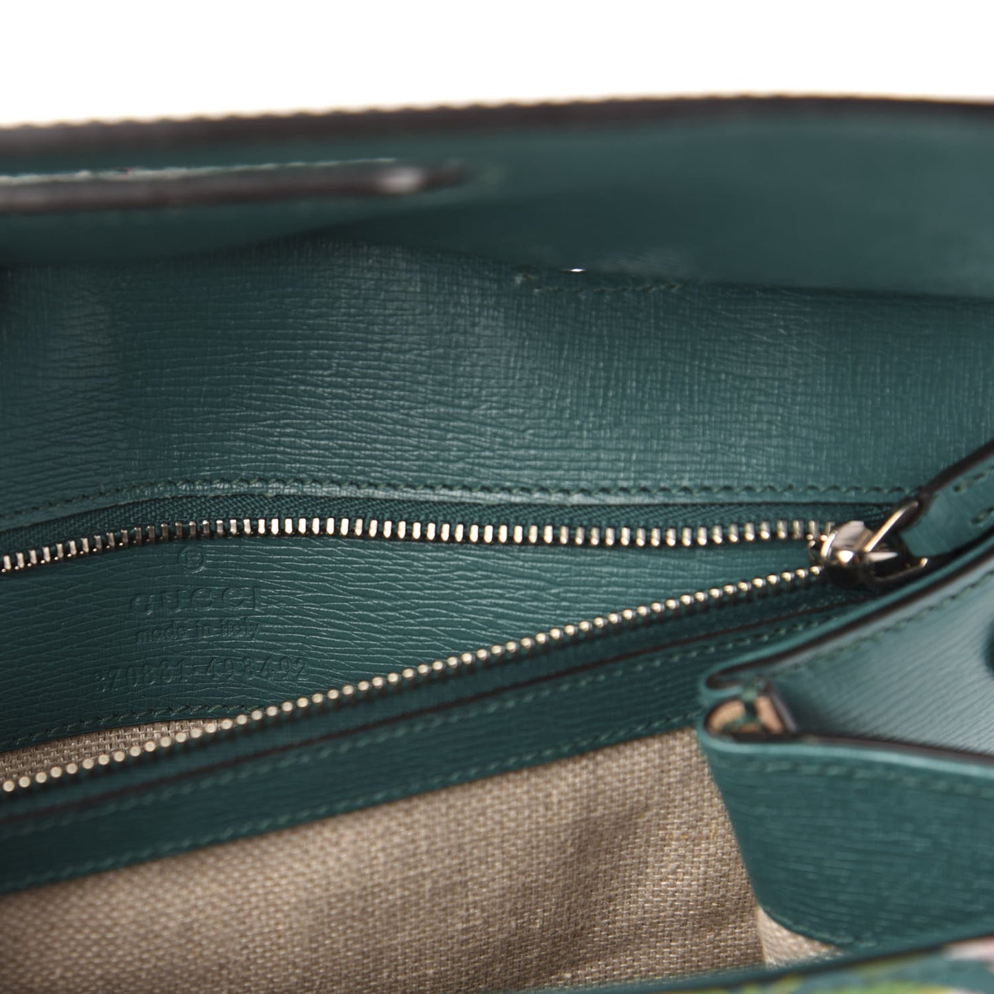 Shangai Calfskin Blooms Print Small Bamboo Daily Top Handle Bag Clear Bright Emerald Multicolor
