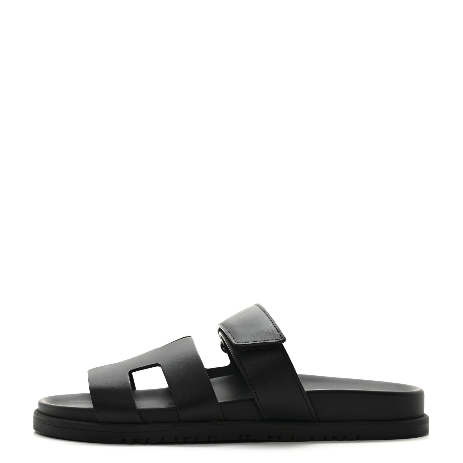 Hermes Calfskin Womens Chypre Sandals 38.5 Black 1 of 9