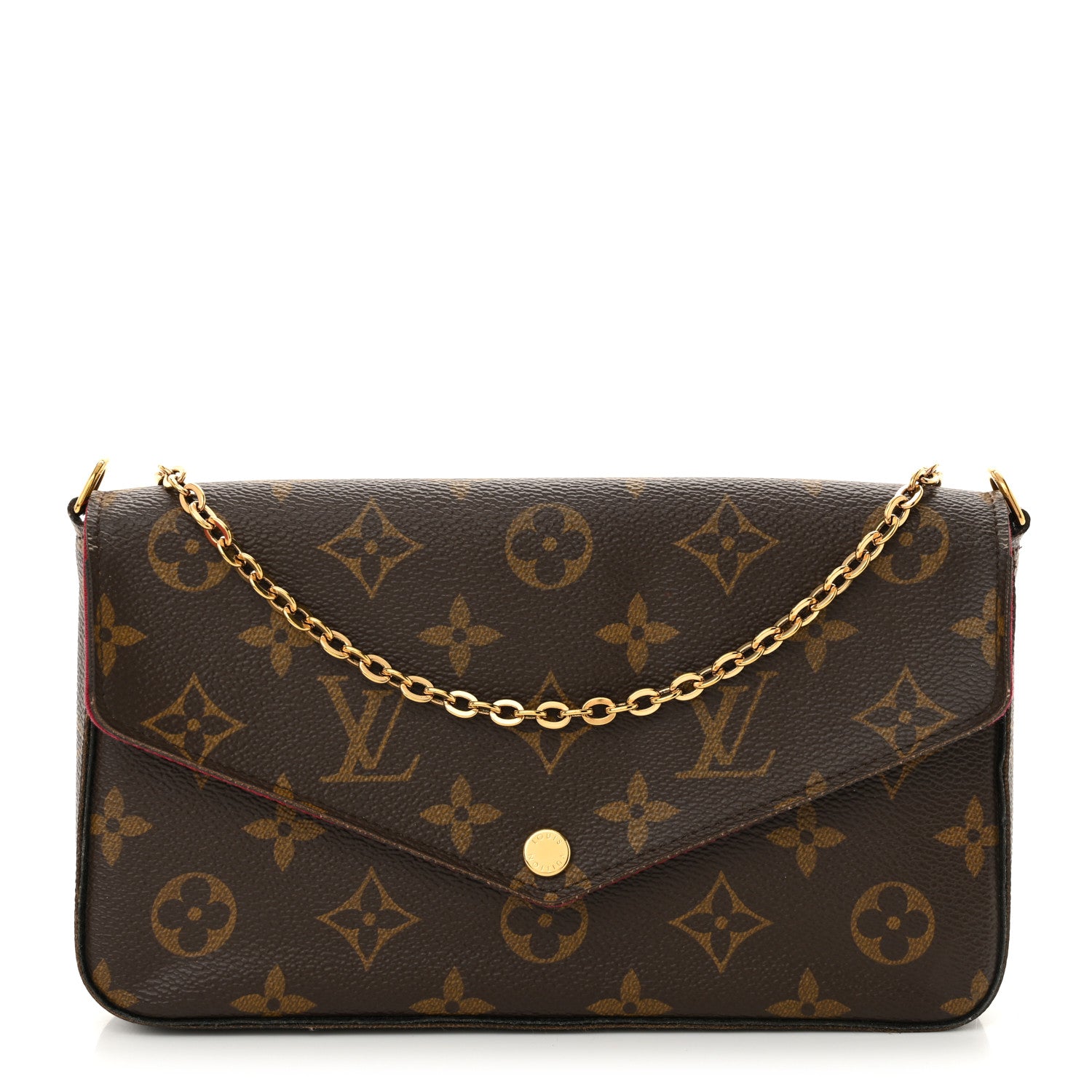Louis Vuitton Monogram Pochette Felicie Chain Wallet Fuchsia 1 of 17