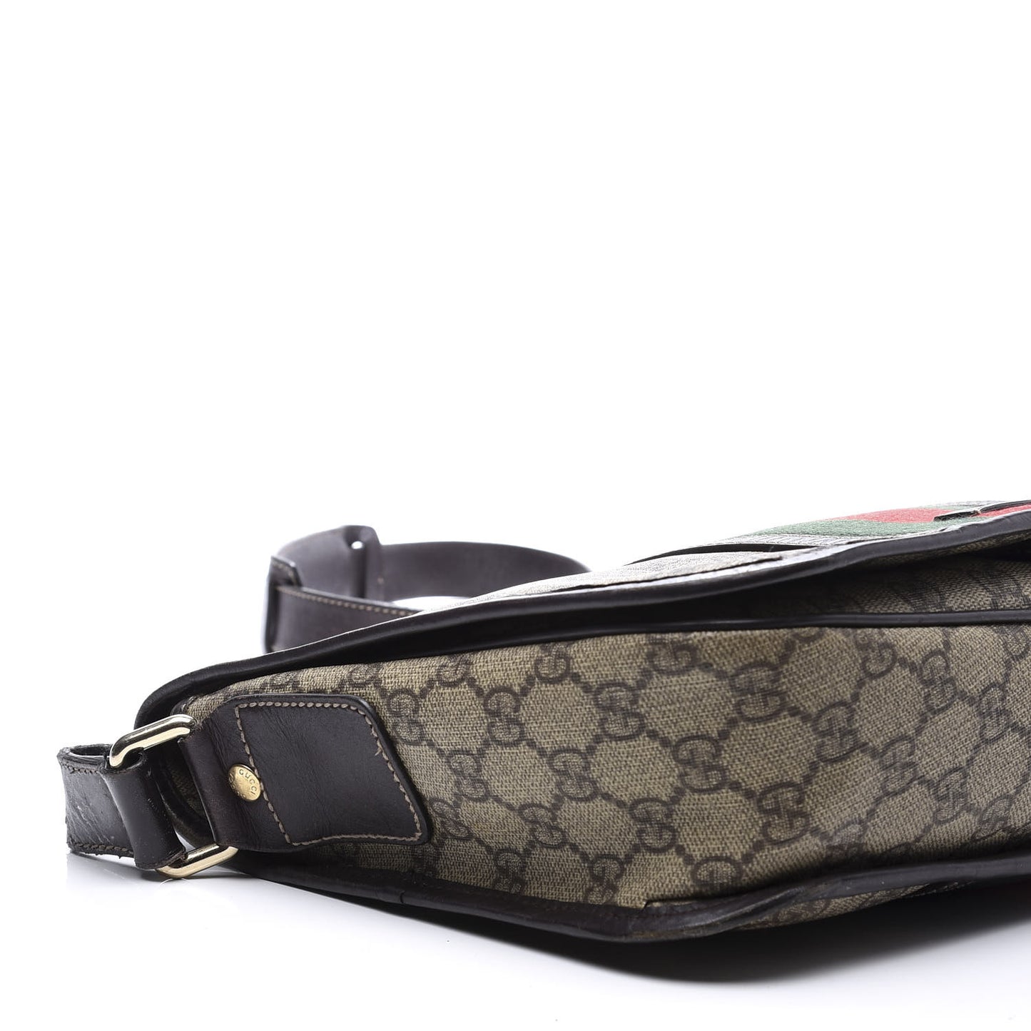 GG Plus Monogram Web Medium Flap Messenger Beige Dark Brown