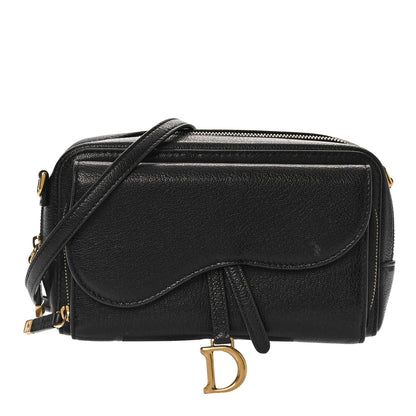 Christian Dior Goatskin Double Saddle Pouch Black 1 of 9