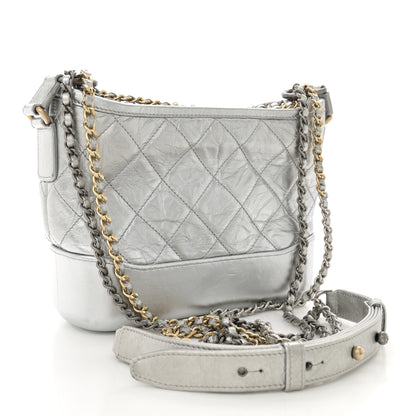 Chanel Metallic Aged Calfskin Quilted Small Gabrielle Hobo Silver 3 of 13