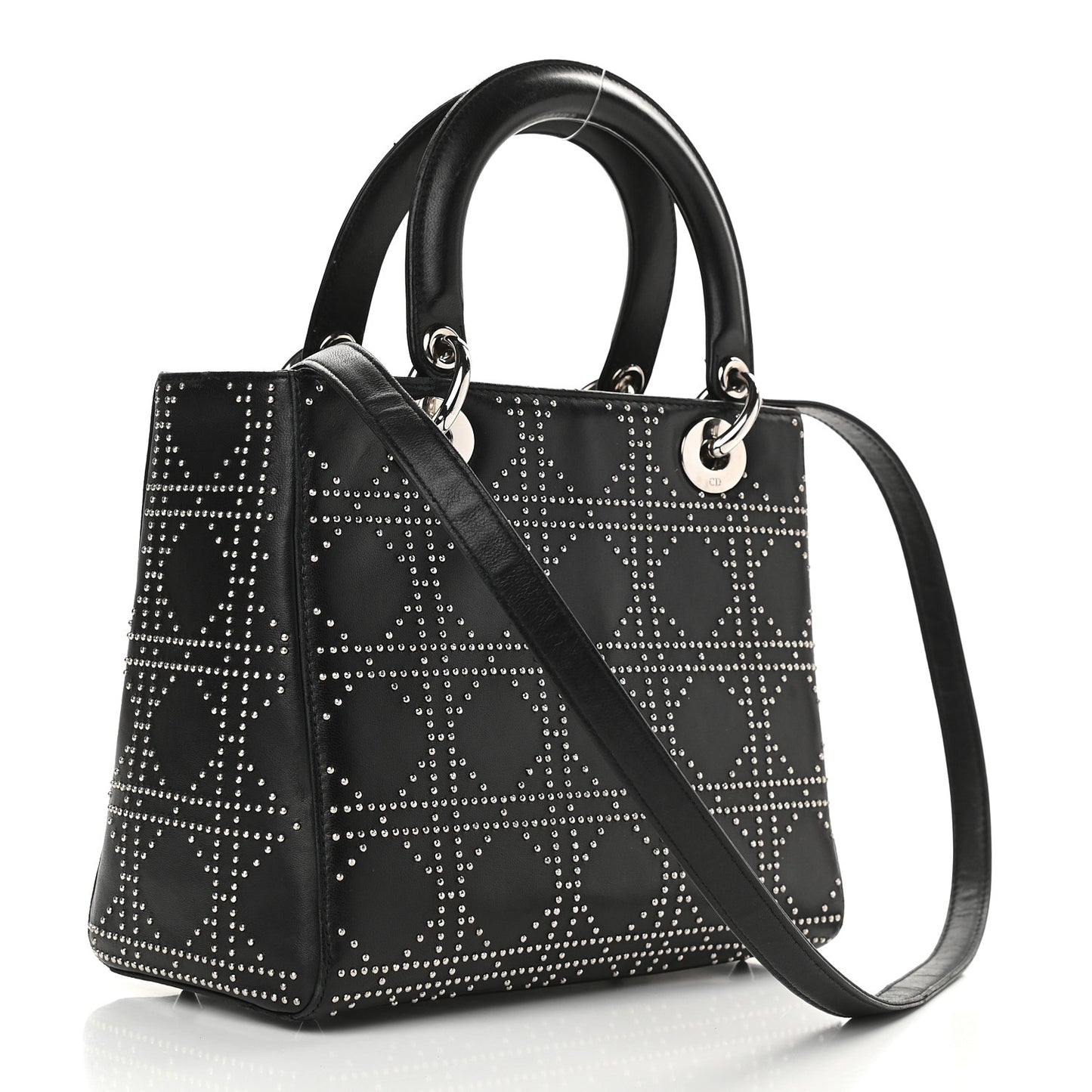 Lambskin Studded Cannage Medium Lady Dior Black