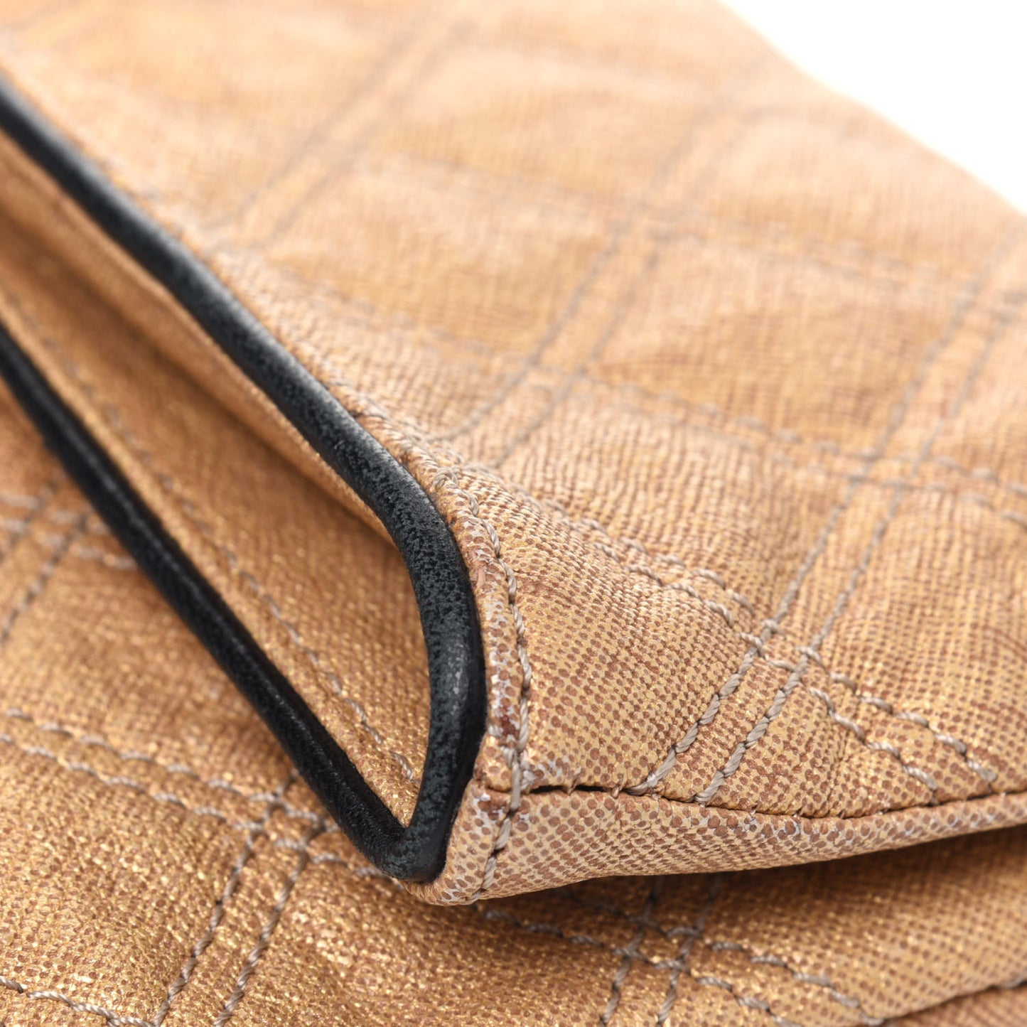 Coated Canvas Quilted Flap Shoulder Bag Tan