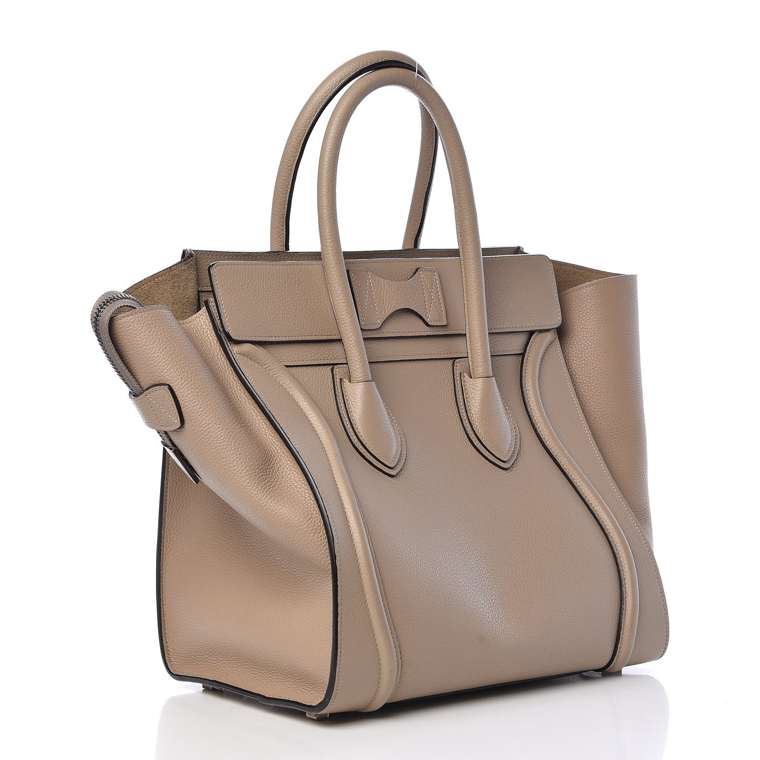 Celine Drummed Calfskin Mini Luggage Dune 3 of 16