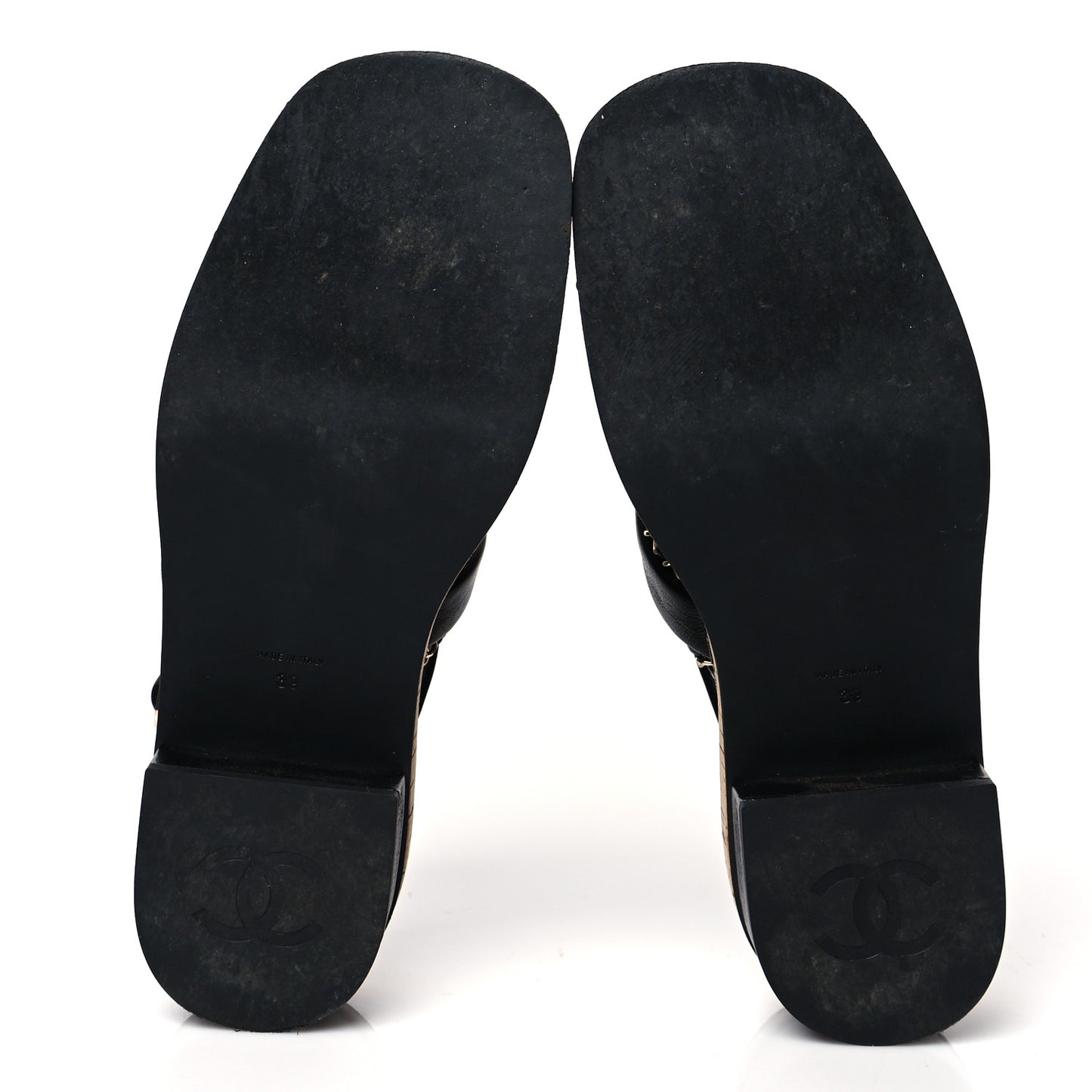 Lambskin Cork Chain Sandals 39 Black