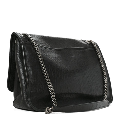 Grained Lambskin Monogram Large Niki Chain Satchel Black
