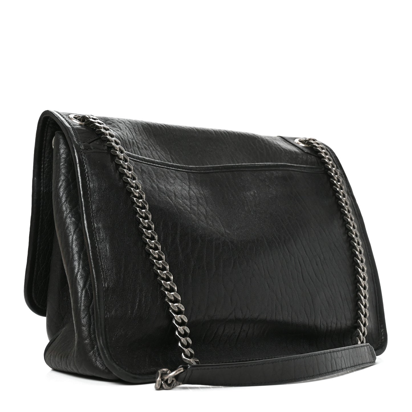 Grained Lambskin Monogram Large Niki Chain Satchel Black