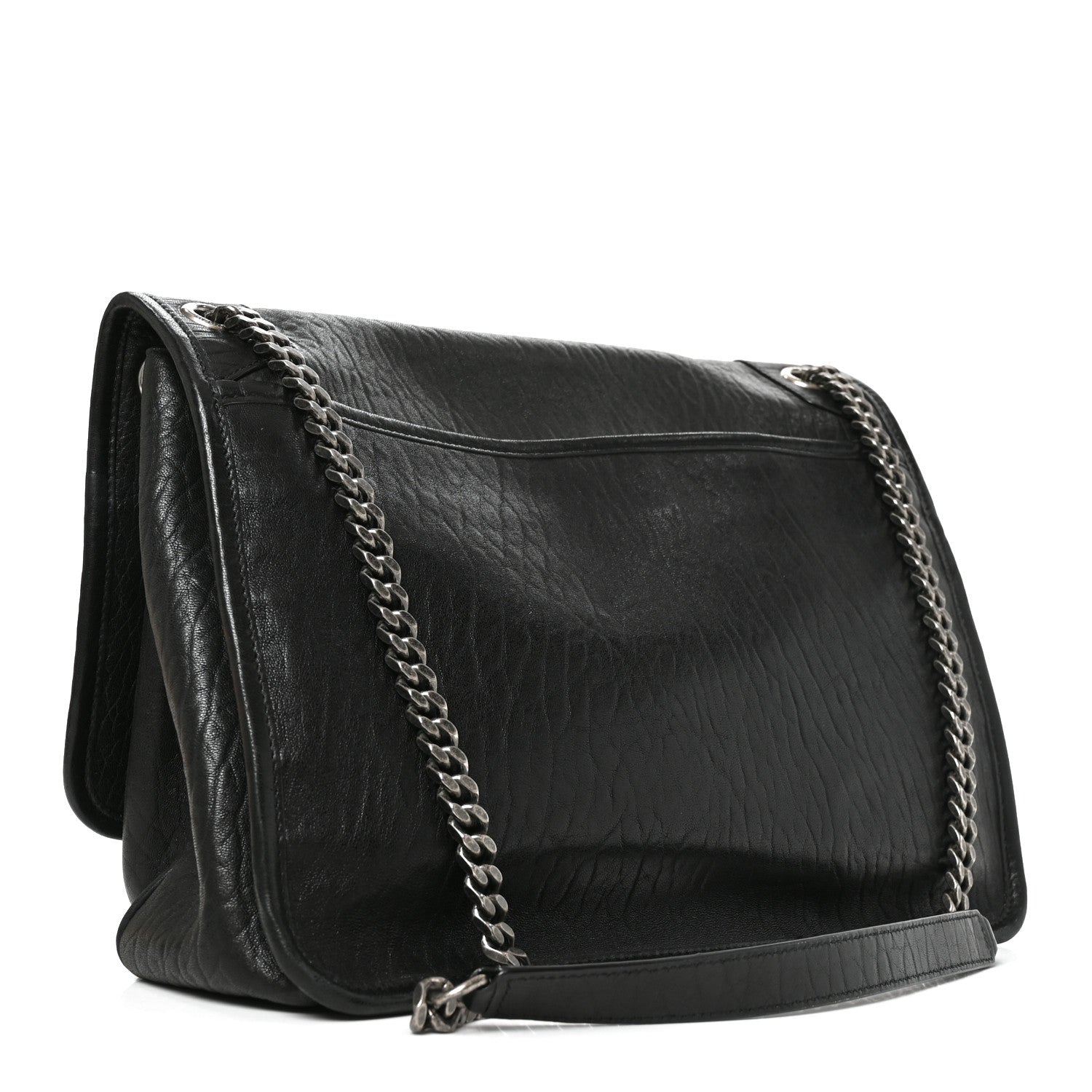 Saint Laurent Grained Lambskin Monogram Large Niki Chain Satchel Black 2 of 9