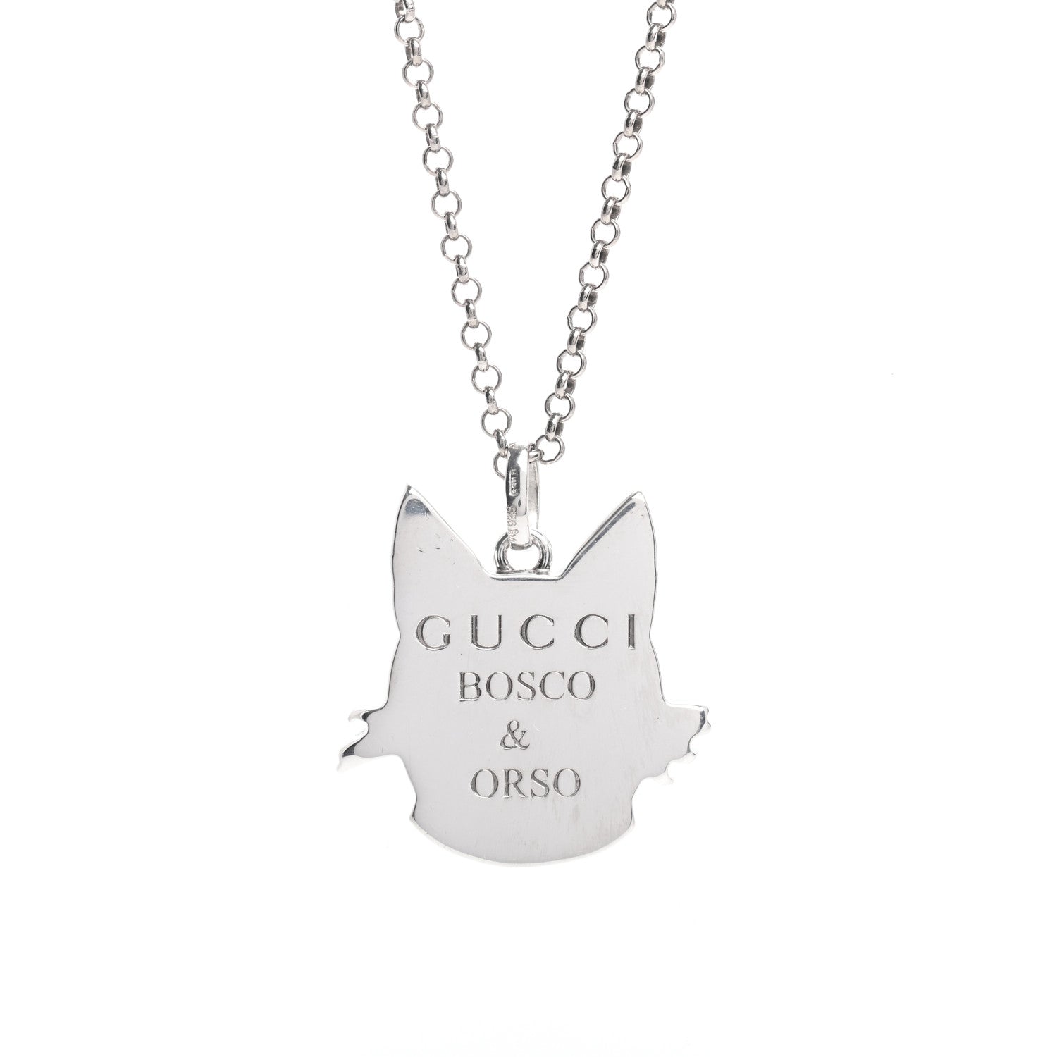 Gucci Sterling Silver Enamel Bosco Pendant Necklace 5 of 5