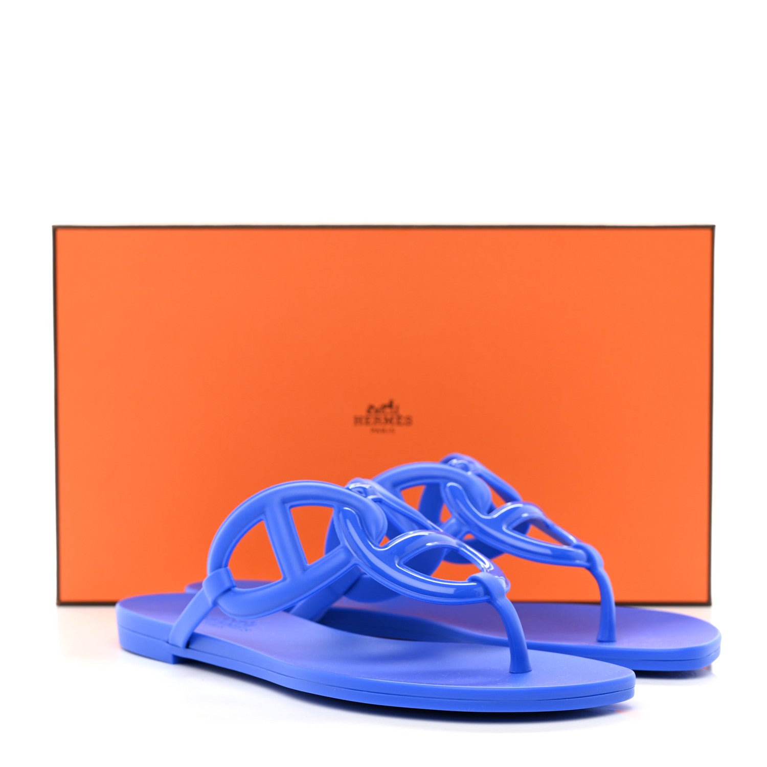 Hermes Rubber Womens Egerie Sandals 35 Bleu Outremer 9 of 9