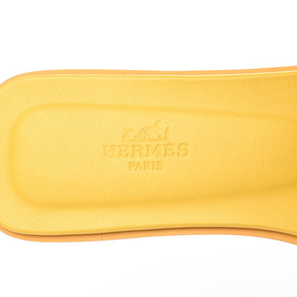 Hermes Calfskin Oran Sandals 38 Jaune Citron 6 of 9