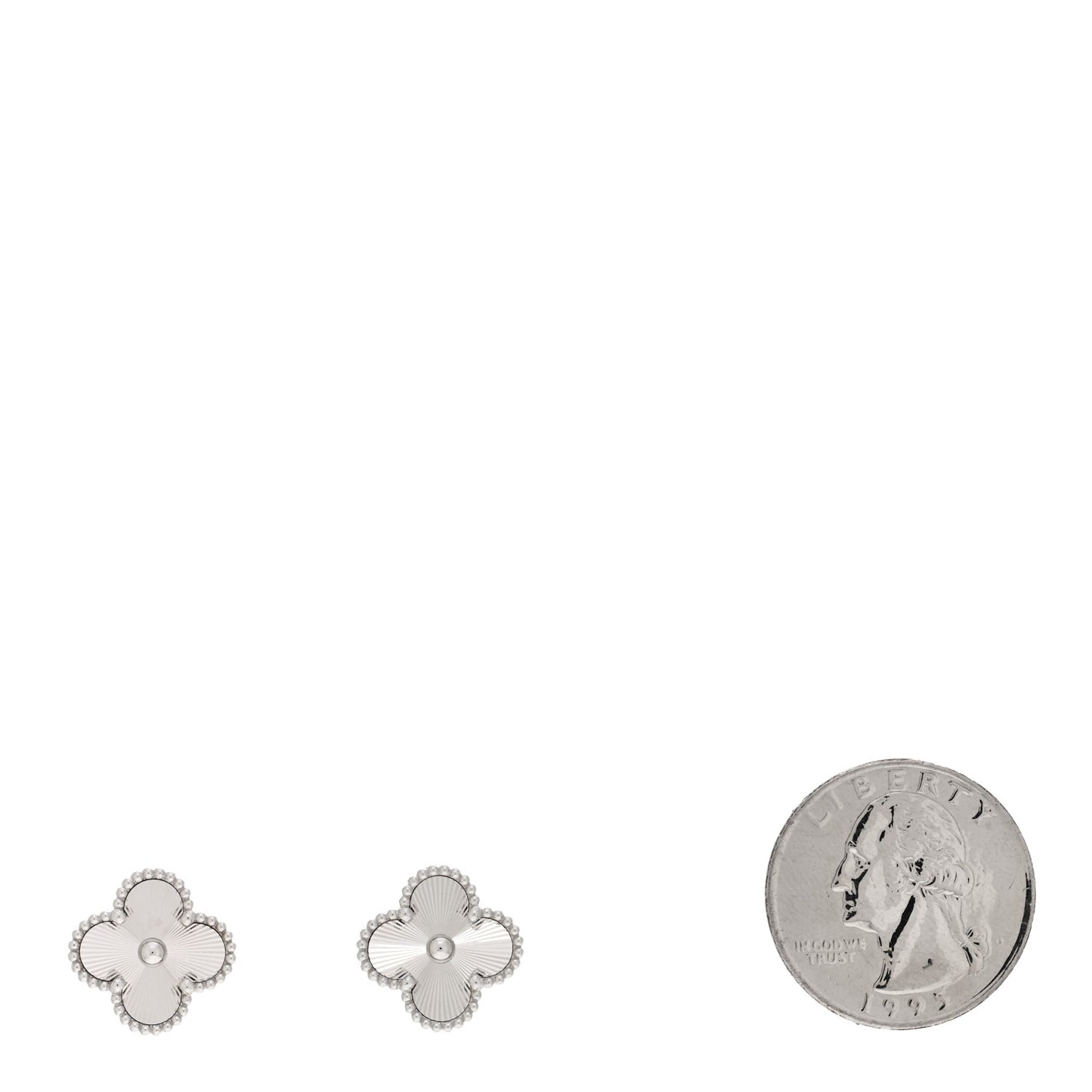 18K White Gold Guilloche Vintage Alhambra Earrings