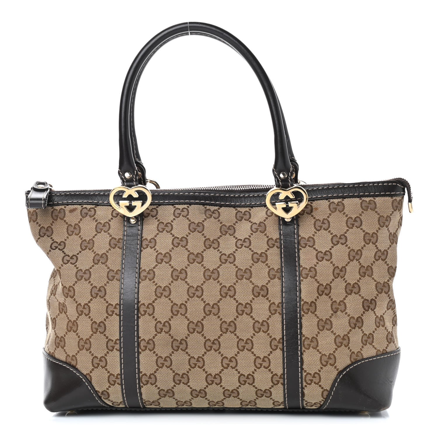 Gucci Monogram Small Lovely Heart Tote Dark Brown 1 of 13
