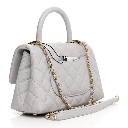 Chanel Caviar Quilted Mini Coco Handle Flap Light Grey 5 of 21
