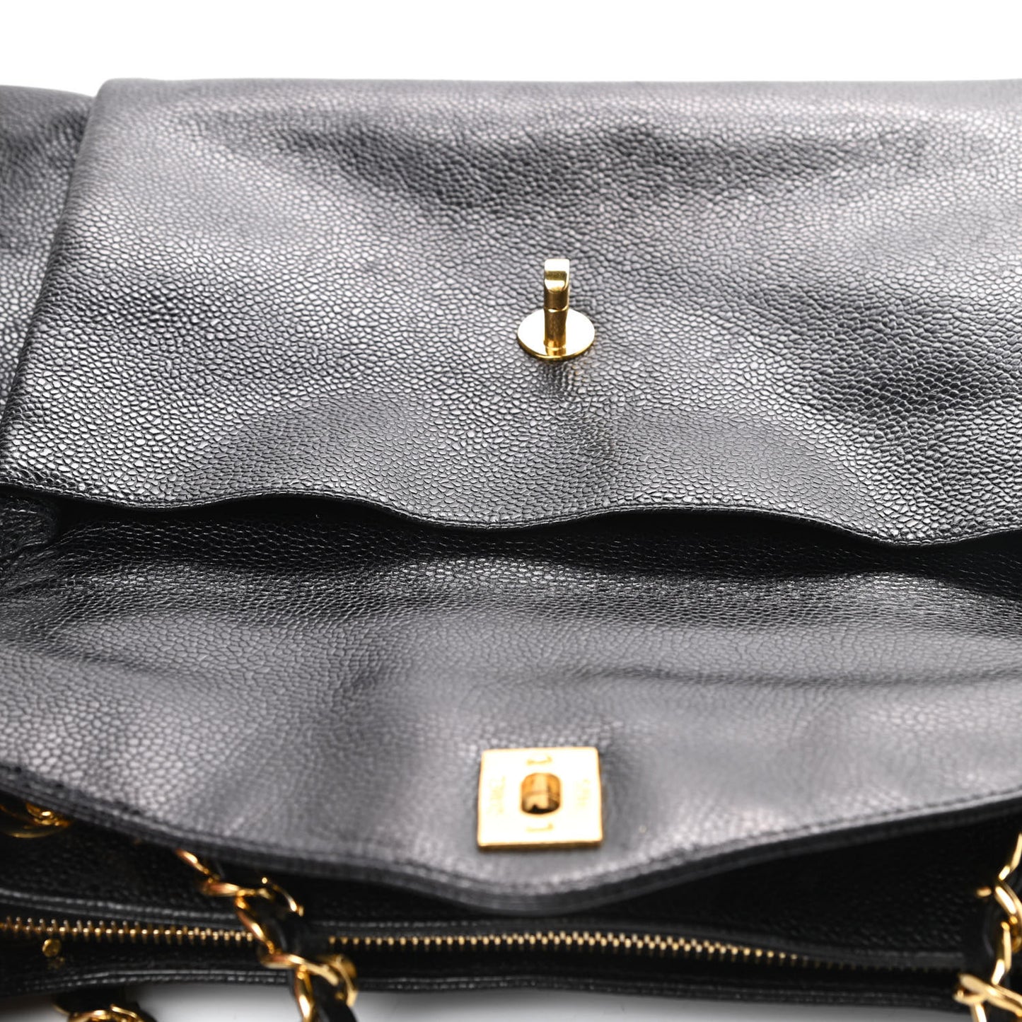 Caviar Flap Shoulder Bag Black