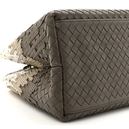 Bottega Veneta Nappa Intrecciato Snakeskin Small Flow Wave Tote Taupe Multicolor 10 of 11