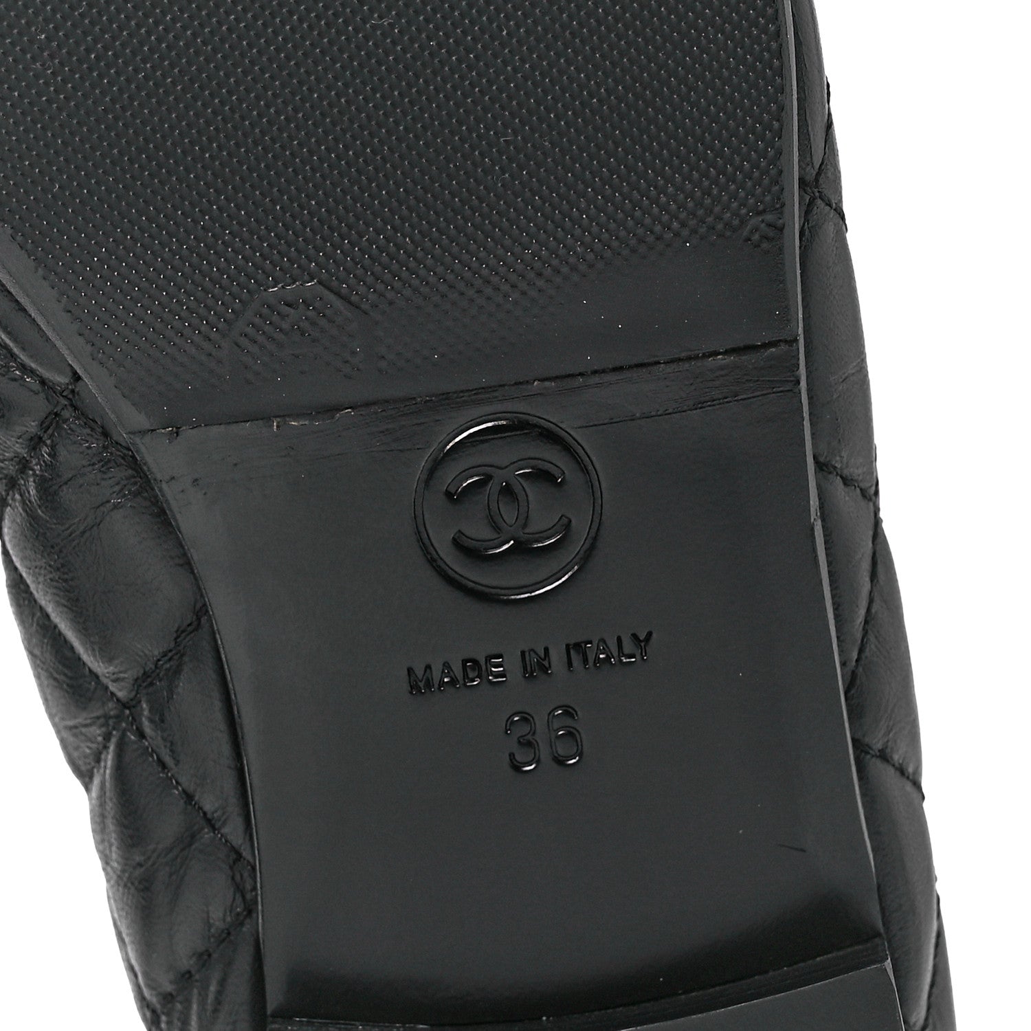 Chanel Aged Calfskin Quilted CC Cap Toe Ballerina Flats 36 Black 6 of 8