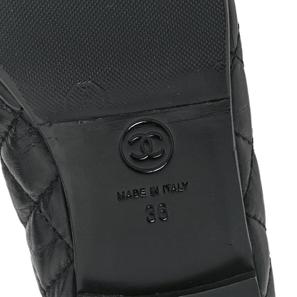 Chanel Aged Calfskin Quilted CC Cap Toe Ballerina Flats 36 Black 6 of 8