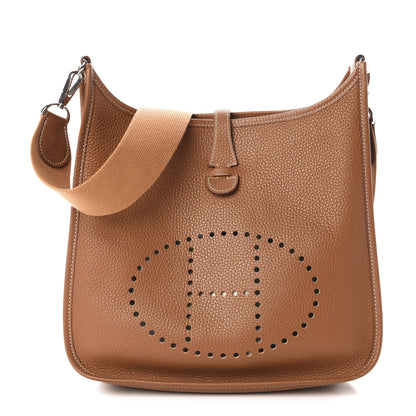 Hermes Taurillon Clemence Evelyne II PM Gold 1 of 9