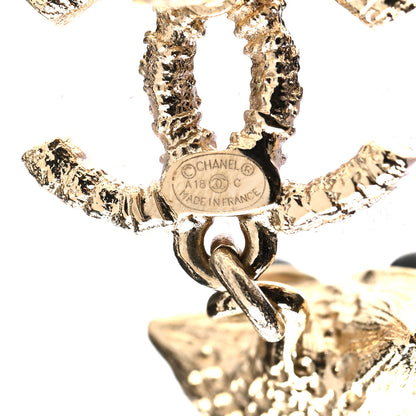 Chanel Resin Pearl CC Owl Earring Gold Black 4 of 5