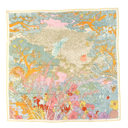 Hermes Cashmere Silk Retour a la Nature 140  Vert Jaune Rose 1 of 3