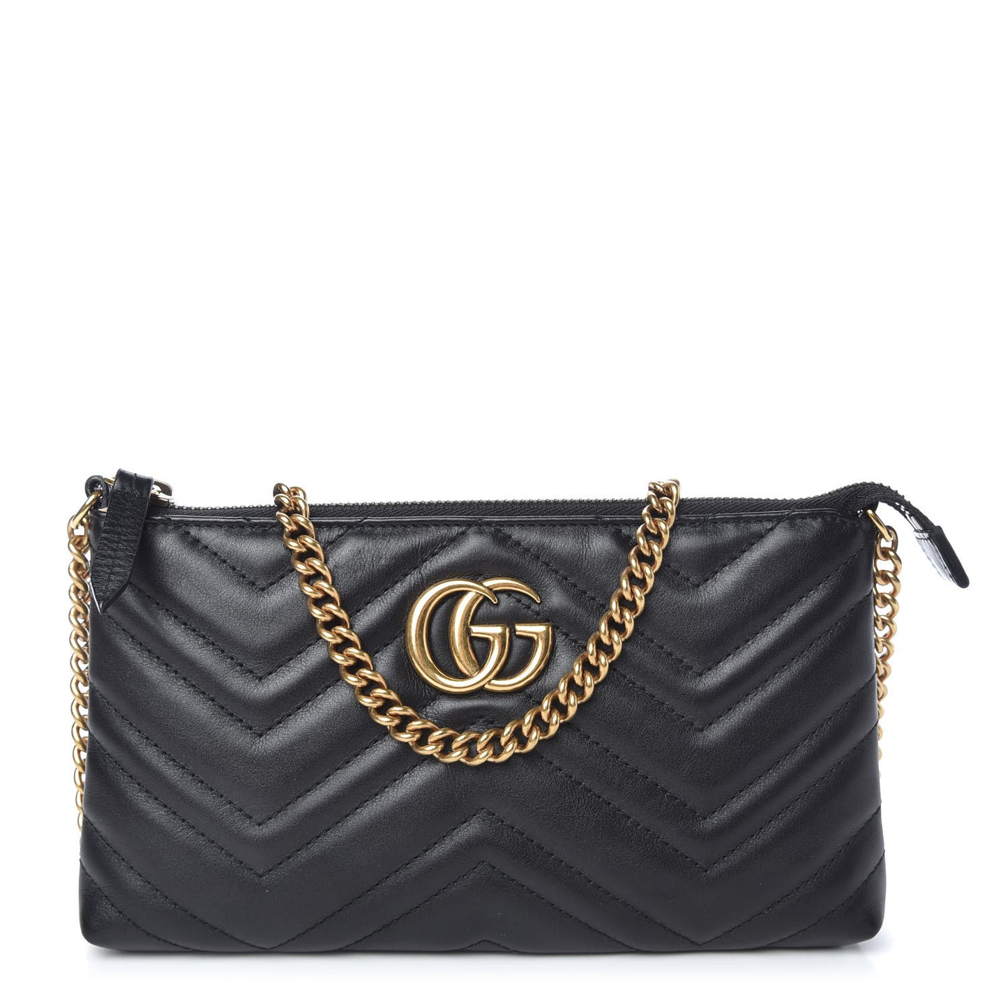 Calfskin Matelasse Mini GG Marmont Chain Bag Black