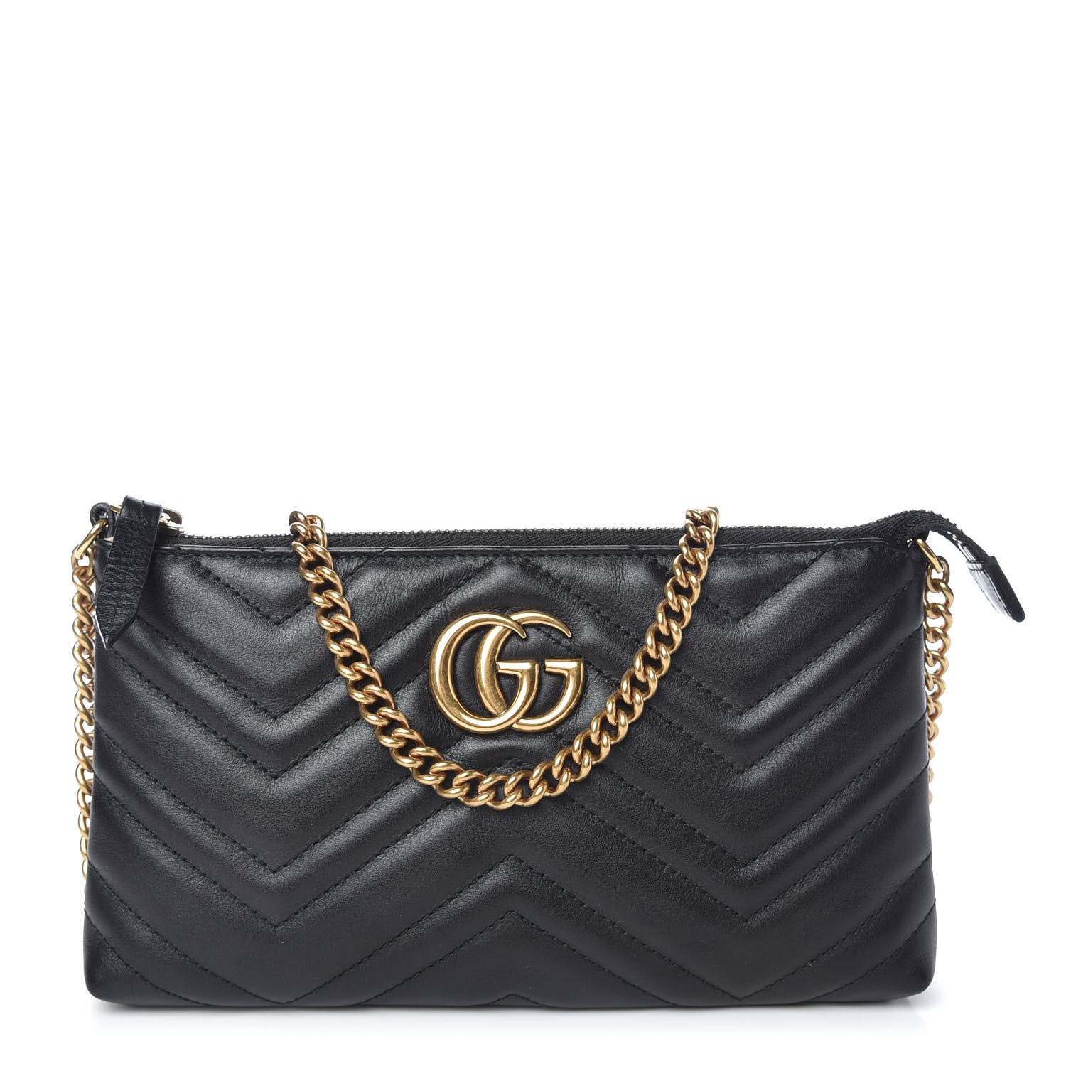 Gucci Calfskin Matelasse Mini GG Marmont Chain Bag Black 1 of 11