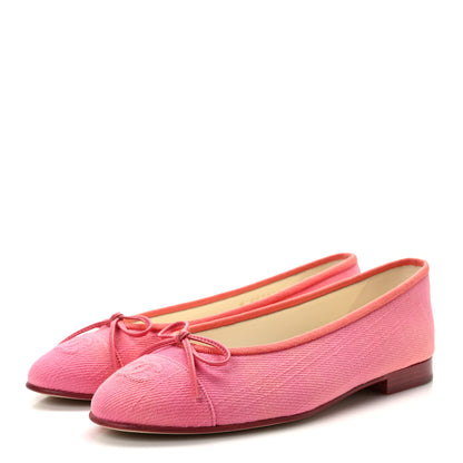Chanel Fabric Cap Toe CC Ballerina Flats 36.5 Coral Pink Orange 3 of 9
