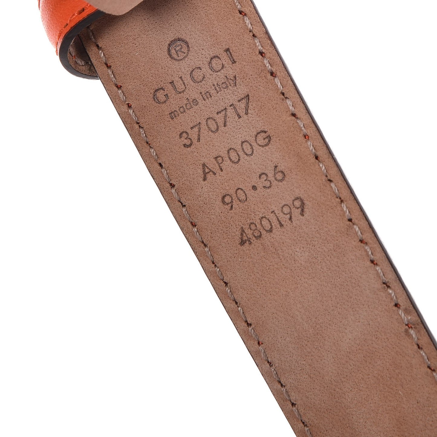 Moon Calfskin Interlocking G 25mm Belt 90 36 Vibrant Orange