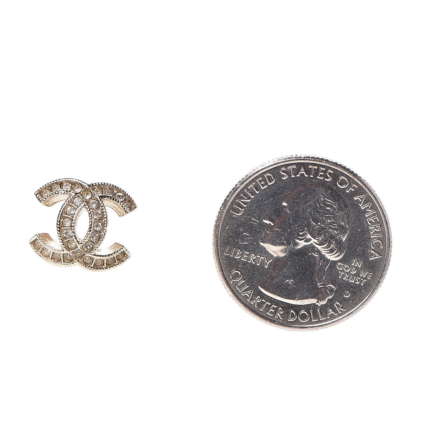 Chanel Crystal CC Earrings Gold 2 of 4