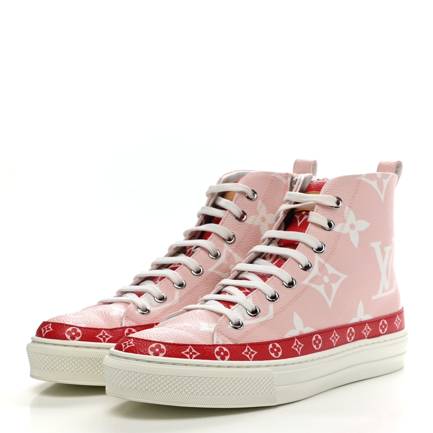 Louis Vuitton Monogram Giant Stellar Sneaker Boots 38.5 Rose Rouge 3 of 11
