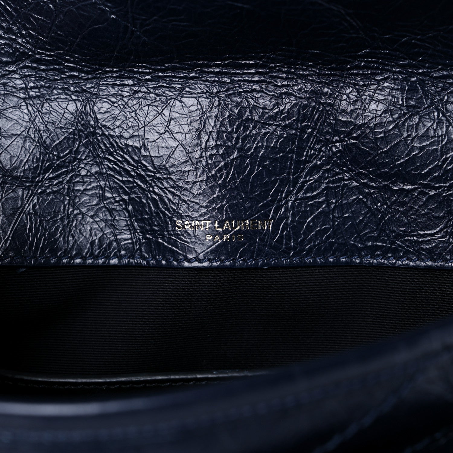 Saint Laurent Crinkled Calfskin Matelasse Monogram Baby Niki Chain Satchel Navy 6 of 13