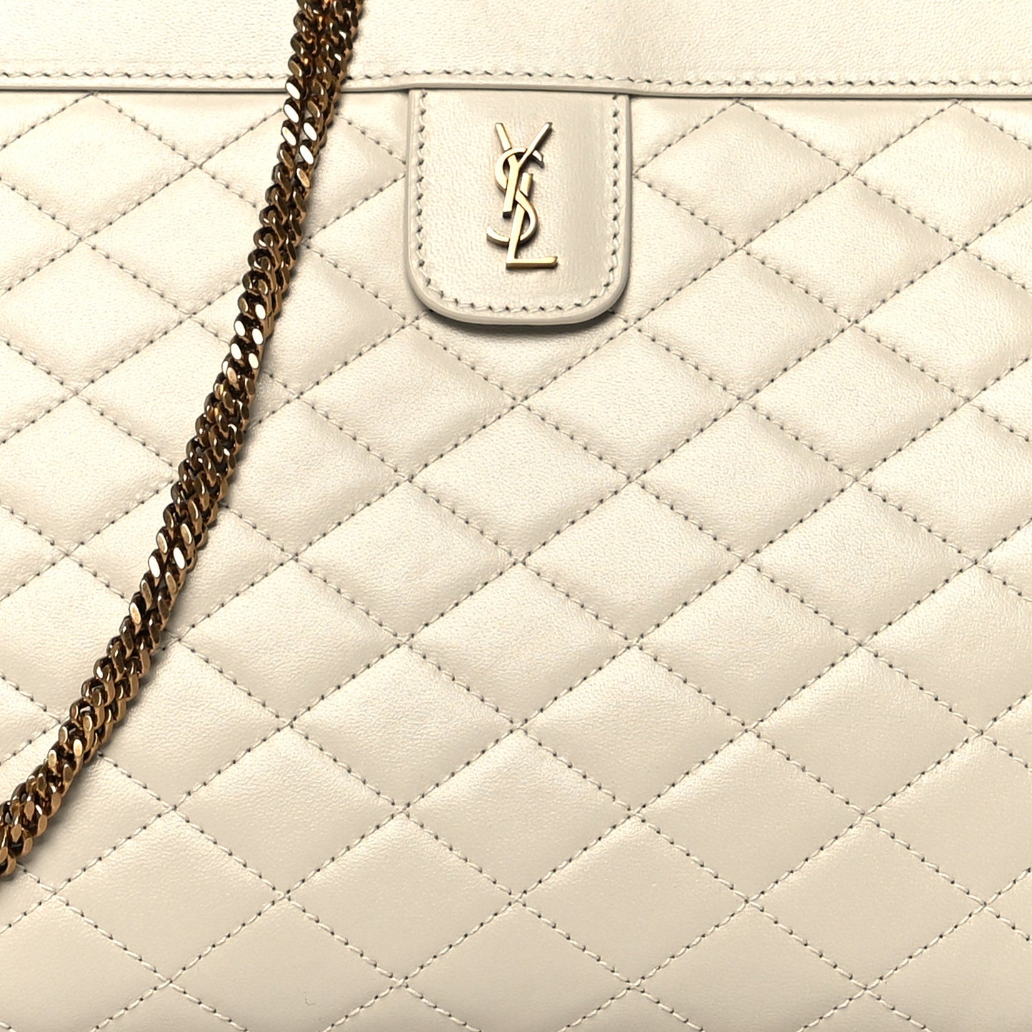 Lambskin Quilted Monogram Baby Victoire Chain Clutch Blanc Vintage
