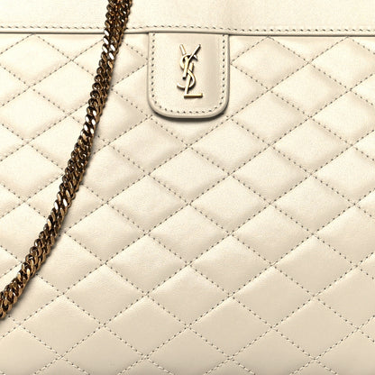 Saint Laurent Lambskin Quilted Monogram Baby Victoire Chain Clutch Blanc Vintage 7 of 9
