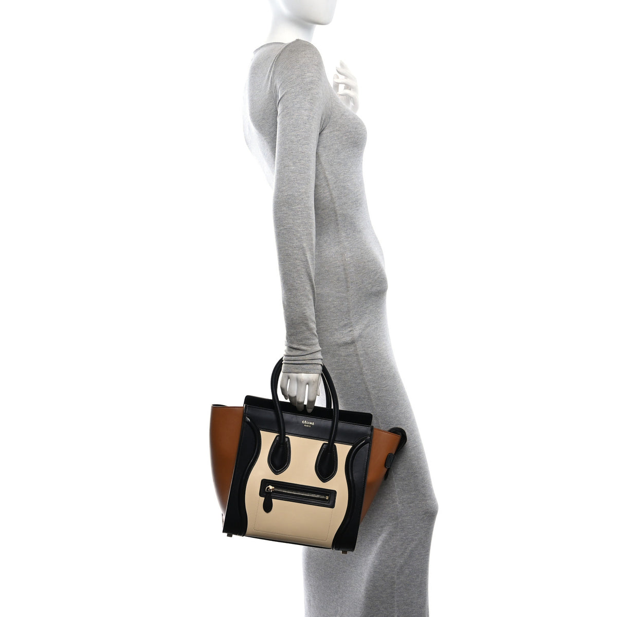 Celine Smooth Calfskin Micro Bi-Color Luggage Black White Brown 2 of 10