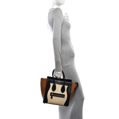 Celine Smooth Calfskin Micro Bi-Color Luggage Black White Brown 2 of 10
