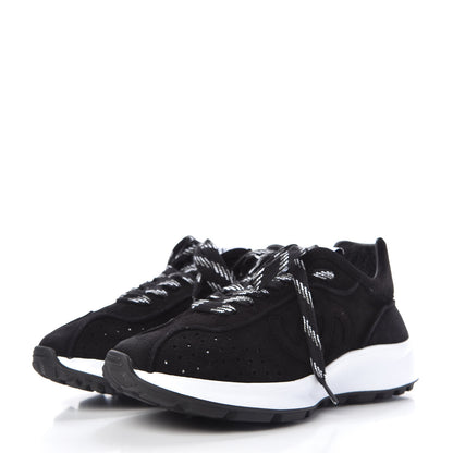 Chanel Suede Goatskin CC Sneakers 36.5 Black 3 of 10