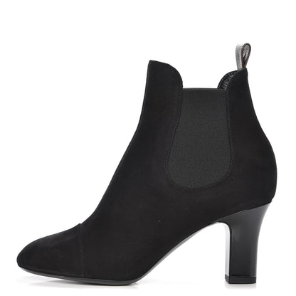 Louis Vuitton Suede Monogram Uniformes Cap Toe Chelsea 75mm Ankle Boots 37.5 Black 1 of 7